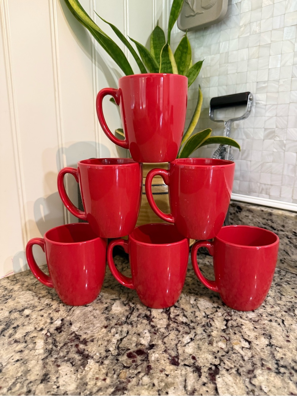 Corelle Bright Red Coffee Mug Set of 6